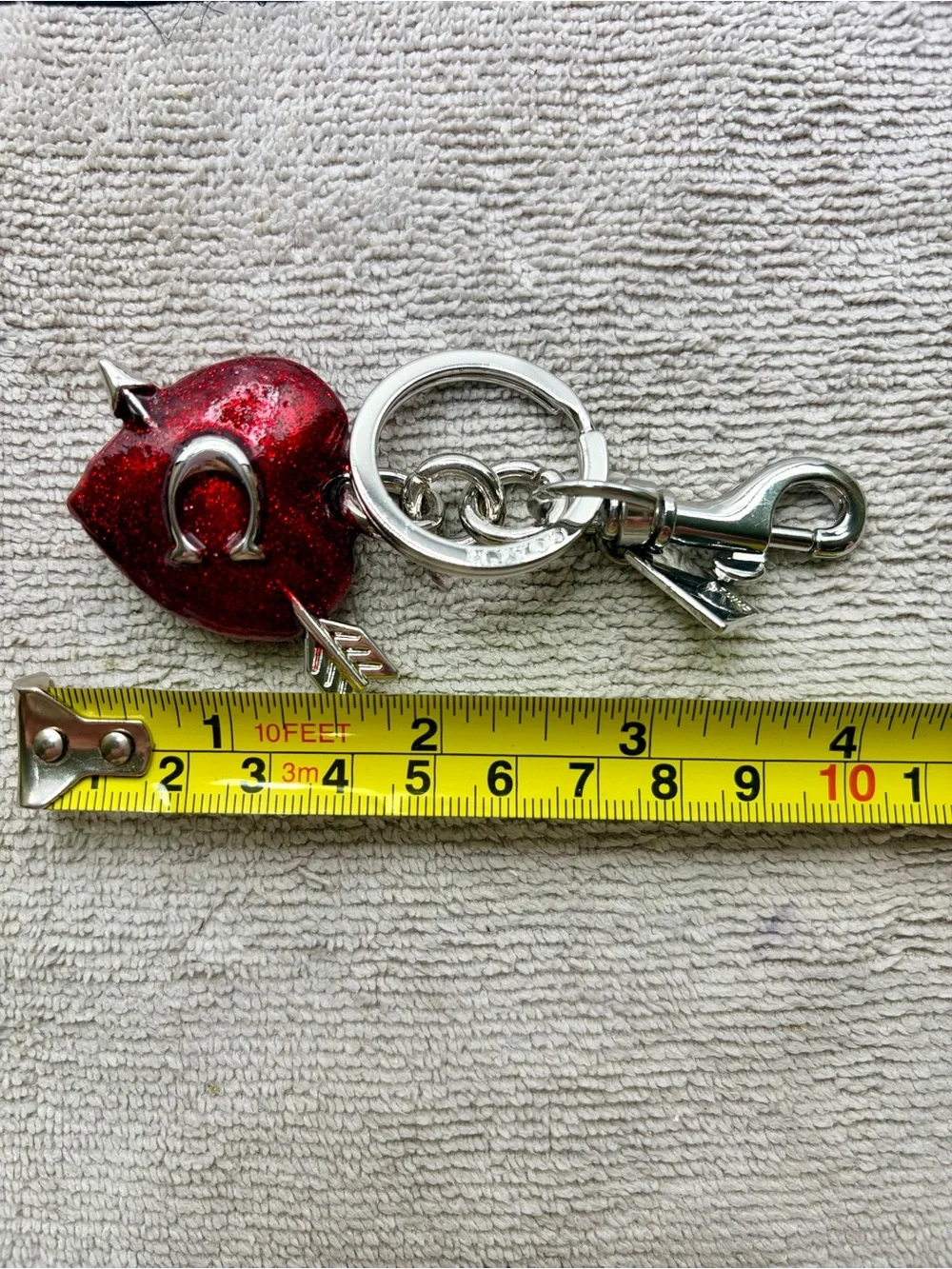 Trendy Red Heart Arrow Keychain Charm